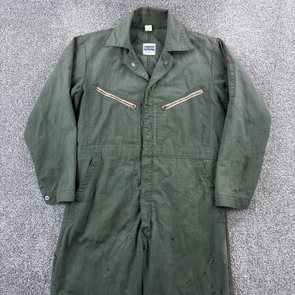 Vintage‎ 60s Big Smith Coveralls Mens Large Green Canvas Union Made Jumpsuit